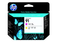HP 91 Value Pack - 3-pack - gul, magenta - original - DesignJet - skrivhuvud med rengöringskassett P2V36A