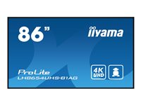 Iiyama LH8654UHS-B1AG LH54 Series - 86" LED-bakgrundsbelyst LCD-skärm - 4K - för interaktiv skyltning/interaktiv kommunikation LH8654UHS-B1AG