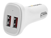 StarTech.com Dual Port USB Car Charger - 24W/4.8A White strömadapter för bil - USB - 24 Watt USB2PCARWHS