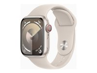 Apple Watch Series 9 (GPS + Cellular) - stjärnljusaluminium - smart klocka med sportband - starlight - 64 GB MRHP3DH/A