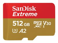 SanDisk Extreme - flash-minneskort - 512 GB - mikroSDXC UHS-I SDSQXAV-512G-GN6MA