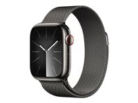 Apple Watch Series 9 (GPS + Cellular) - grafit rostfritt stål - smart klocka med milanesisk loop - grafit - 64 GB MRJA3QL/A