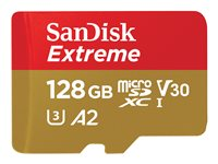 SanDisk Extreme - flash-minneskort - 128 GB - mikroSDXC UHS-I SDSQXAA-128G-GN6MA