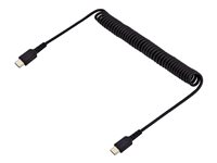 StarTech.com 1 m USB C-laddningskabel, kraftig USB-C-spiralkabel för snabb laddning och synkronisering, USB 2.0 Type-C-kabel, robust aramidfiber, slitstark hane till hane USB-kabel, svart - USB typ C-kabel - 24 pin USB-C till 24 pin USB-C - 1 m R2CCC-1M-USB-CABLE