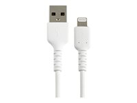 StarTech.com 15cm tålig, vitt USB-A till Blixtkabel - Hård, tålig aramifiber USB typ A till Blixtladdare/synkron strömsladd - Apple MFi-certifierad iPad/iPhone 12 - Lightning-kabel - Lightning / USB - 15 cm RUSBLTMM15CMW