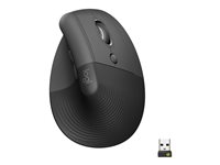 Logitech Lift Vertical Ergonomic Mouse - vertikal mus - Bluetooth, 2.4 GHz - grafit 910-006473