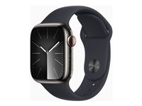 Apple Watch Series 9 (GPS + Cellular) - grafit rostfritt stål - smart klocka med sportband - midnatt - 64 GB MRJ83DH/A