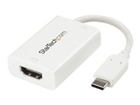 StarTech.com USB C to HDMI 2.0 Adapter with Power Delivery, 4K 60Hz USB Type-C to HDMI Display/Monitor Video Converter, 60W PD Pass-Through Charging Port, Thunderbolt 3 Compatible, White - USB-C Display Adapter (CDP2HDUCPW) - extern videoadapter - vit CDP2HDUCPW