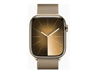 Apple Watch Series 9 (GPS + Cellular) - guld, rostfritt stål - smart klocka med milanesisk loop - guld - 64 GB MRMU3QF/A