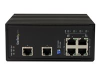 StarTech.com 6 Port Unmanaged Industrial Gigabit Ethernet Switch w/ 4 PoE+ Ports & Voltage Regulation - DIN Rail/Wall Mountable PoE Switch (IES61002POE) - switch - 6 portar - ohanterad IES61002POE