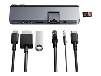 HyperDrive DUO Pro - dockningsstation - USB-C x 2 - HDMI, USB4 - 1GbE HD575-GRY-GL