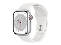 Apple Watch Series 8 (GPS + Cellular) - silveraluminium - smart klocka med sportband - vit - 32 GB MP4A3FD/A