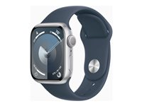 Apple Watch Series 9 (GPS) - silveraluminium - smart klocka med sportband - stormbl¨ - 64 GB MR913DH/A