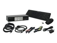 IOGEAR GCS1932-KM 2-Port 4K DisplayPort1.2 KVMP with Wireless Keyboard and Mouse - Cables Included - omkopplare för tangentbord/video/mus/ljud/USB - 2 portar - med fjärrlöst tangentbord och mus GCS1932-KM