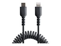 StarTech.com USB C till Lightning-kabel 1 m, MFi-certifierad, iPhone-spiralladdarkabel, svart, TPE-mantel med slitstark aramidfiber, kraftig Lightning-spiralkabel - Lightning-kabel - 1 m RUSB2CLT1MBC