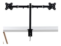 Lindy Dual Display Bracket w/ Pole & Desk Clamp monteringssats - justerbar arm - för 2 monitorer - svart 40658