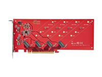 StarTech.com Quad M.2 PCIe Adapter Card, x16 Quad NVMe or AHCI M.2 SSD to PCI Express 4.0, Up to 7.8GBps/Drive, For 2242/2260/2280/22110mm PCIe M-Key M2 SSDs, Bifurcation Required - PC/Linux Compatible (QUAD-M2-PCIE-CARD-B) - gränssnittsadapter - M.2 Card - PCIe 4.0 x16/x8 QUAD-M2-PCIE-CARD-B