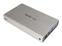 StarTech.com 3.5in Silver Aluminum USB 3.0 External SATA III SSD / HDD Enclosure with UASP - Portable USB 3 3.5" SATA Hard Drive Enclosure (S3510SMU33) - förvaringslåda - SATA 6Gb/s - USB 3.0 S3510SMU33