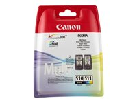 Canon PG-510 / CL-511 Multi pack - 2-pack - svart, färg (cyan, magenta, gul) - original - bläckpatron 2970B011