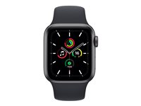 Apple Watch SE (GPS + Cellular) - rymdgrå aluminium - smart klocka med sportband - midnatt - 32 GB MKR23DH/A