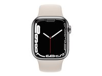 Apple Watch Series 7 (GPS + Cellular) - rostfritt stål i silver - smart klocka med sportband - starlight - 32 GB MKHW3B/A