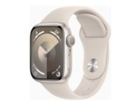 Apple Watch Series 9 (GPS) - stjärnljusaluminium - smart klocka med sportband - starlight - 64 GB MR8T3DH/A