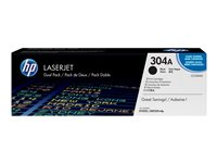 HP 304A - 2-pack - svart - original - LaserJet - tonerkassett (CC530AD) CC530AD