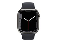 Apple Watch Series 7 (GPS + Cellular) - grafit rostfritt stål - smart klocka med sportband - midnatt - 32 GB MNAX3FD/A