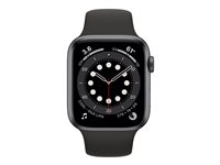 Apple Watch Series 6 (GPS + Cellular) - rymdgrå aluminium - smart klocka med sportband - svart - 32 GB MG2E3NF/A