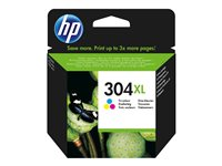 HP 304XL - Lång livslängd - färg (cyan, magenta, gul) - original - bläckpatron N9K07AE