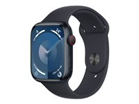 Apple Watch Series 9 (GPS + Cellular) - midnattsaluminium - smart klocka med sportband - midnatt - 64 GB MRMC3QP/A