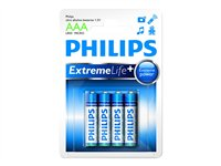 Philips ExtremeLife+ LR03E4B batteri - 4 x AAA - alkaliskt LR03E4B/10