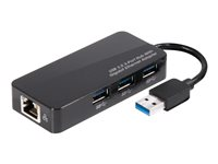 Club 3D SenseVision USB 3.0 3-Port Hub with Gigabit Ethernet - dockningsstation - USB-C - 1GbE CSV-1430