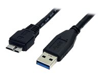 StarTech.com 0,5 m svart SuperSpeed USB 3.0-kabel A till Micro B – M/M - USB-kabel - Micro-USB typ B till USB typ A - 50 cm USB3AUB50CMB
