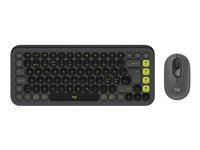 Logitech POP Icon Combo - sats med tangentbord och mus - QWERTY - nordiskt (danska/finska/norska/svenska) - grafit, grön Inmatningsenhet 920-013266