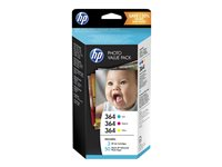 HP 364 Series Photo Value Pack - 3-pack - gul, cyan, magenta - bläckpatron/papperssats T9D88EE#301