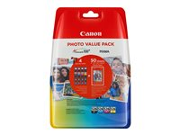 Canon CLI-526 C/M/Y/BK Photo Value Pack - 4-pack - svart, gul, cyan, magenta - original - 50 ark - 100 x 150 mm - bläckbehållare / papperspaket 4540B017