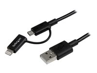 StarTech.com 1m (3 ft) Black Apple 8-pin Lightning Connector or Micro USB to USB Combo Cable for iPhone iPod iPad - Charge and Sync Cable (LTUB1MBK) - laddnings-/datakabel - Lightning / USB - 1 m LTUB1MBK