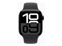 Apple Watch Series 10 (GPS) - jet black aluminum - smart klocka med sportband - svart - 64 GB MWWF3QN/A