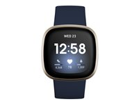 Fitbit Versa 3 - mjukt guldaluminium - smart klocka med band - midnatt FB511GLNV