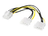 MicroConnect - strömadapter - 4 pin intern effekt till 8-stifts PCIe-ström PI02015