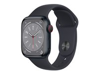 Apple Watch Series 8 (GPS + Cellular) - midnattsaluminium - smart klocka med sportband - midnatt - 32 GB MNHV3DH/A