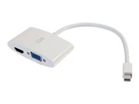C2G 20cm Mini DisplayPort to HDMI or VGA Adapter Converter 4K UHD - White - videokort - DisplayPort / HDMI / VGA - 20.3 cm 80936
