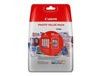 Canon CLI-571 C/M/Y/BK Photo Value Pack - 4-pack - svart, gul, cyan, magenta - original - 50 ark - 100 x 150 mm - bläckbehållare / papperspaket 0386C006