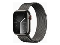 Apple Watch Series 9 (GPS + Cellular) - grafit rostfritt stål - smart klocka med milanesisk loop - grafit - 64 GB MRJA3DH/A