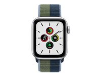 Apple Watch SE (GPS + Cellular) - silveraluminium - smart klocka med sportögla - abyss blue/moss green - 32 GB MKQW3FD/A