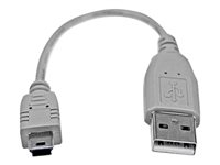 StarTech.com 6 in. USB to Mini USB Cable - USB 2.0 A to Mini B - Gray - Mini USB Cable (USB2HABM6IN) - USB-kabel - USB till mini-USB typ B - 15 cm USB2HABM6IN