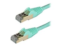 StarTech.com 1.5m CAT6A Ethernet Cable, 10 Gigabit Shielded Snagless RJ45 100W PoE Patch Cord, CAT 6A 10GbE STP Network Cable w/Strain Relief, Aqua, Fluke Tested/UL Certified Wiring/TIA - Category 6A - 26AWG (6ASPAT150CMAQ) - patch-kabel - 1.5 m - havsblå 6ASPAT150CMAQ