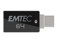 EMTEC Mobile & Go T260B - Dual - USB flash-enhet - 64 GB ECMMD64GT262B