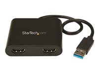 StarTech.com USB 3.0 to Dual HDMI Adapter, 1x 4K 30Hz & 1x 1080p, External Video & Graphics Card, USB Type-A to HDMI Dual Monitor Display Adapter Dongle, Supports Windows Only, Black - USB to Dual HDMI Adapter (USB32HD2) - adapterkabel - HDMI / USB - TAA-kompatibel - 25 cm USB32HD2